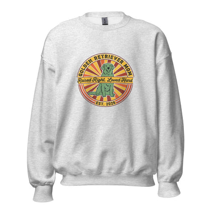 Golden Retriever Mom Raised Right Loved - Crewneck Ash
