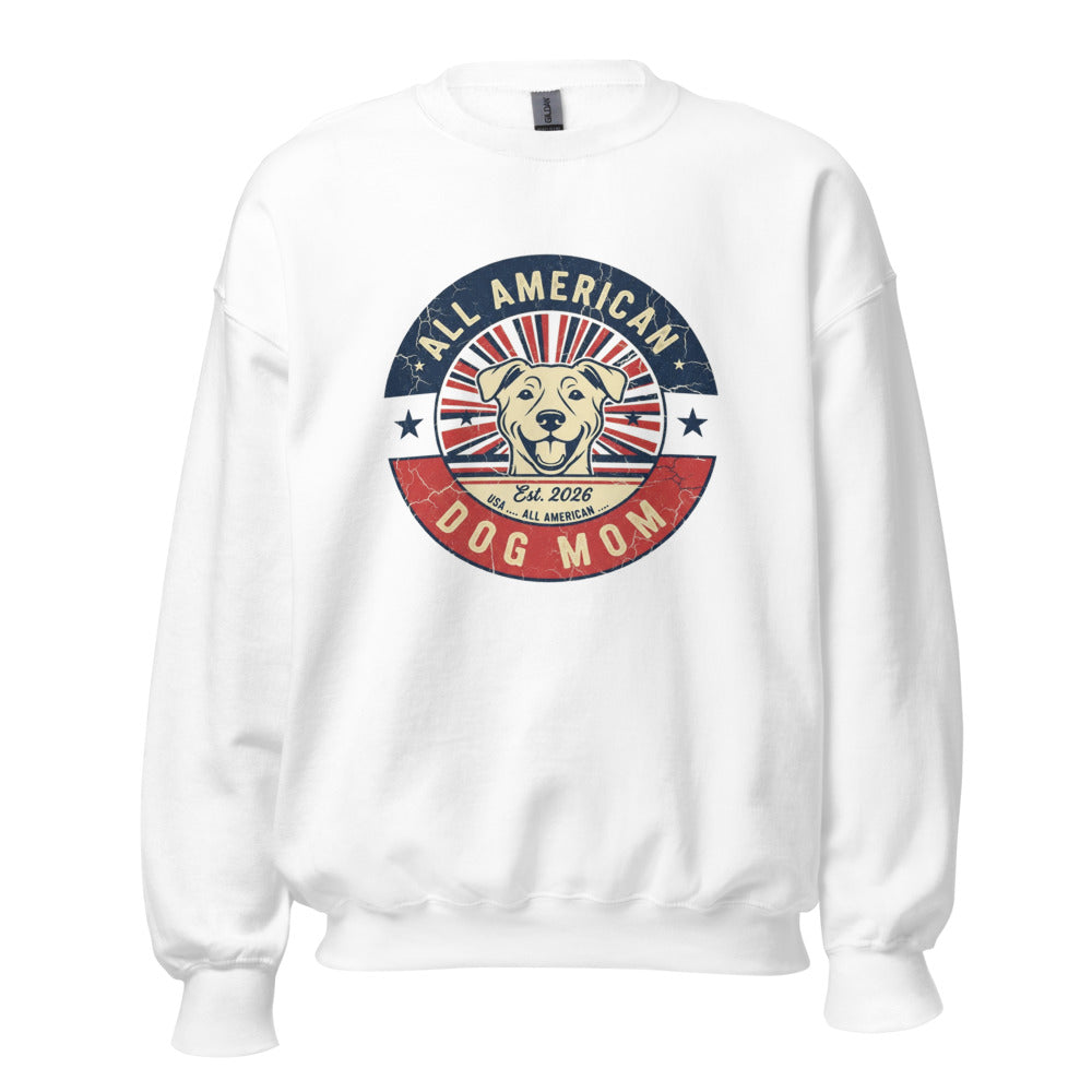 All American Dog Mom - Crewneck White