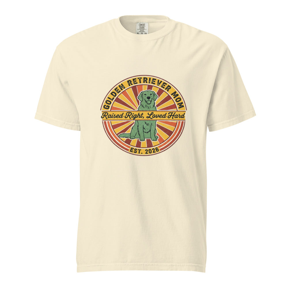 Golden Retriever Mom Raised Right Loved - Tee Ivory